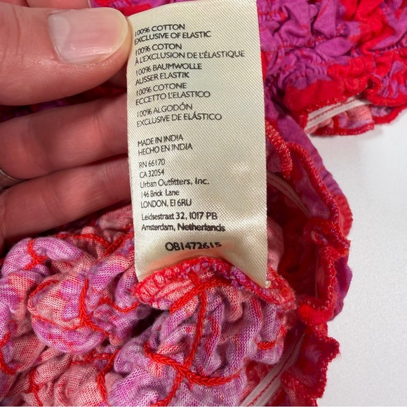 Free People Red and Purple Textured Crop Top Size S/P - Picture 5 of 8